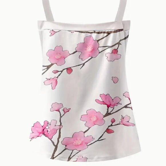 Floral Print Cami Top, Casual V Neck Sleeveless Top - Picture 2 of 3